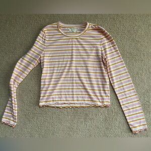 Madewell cropped stripped long sleeve top Small